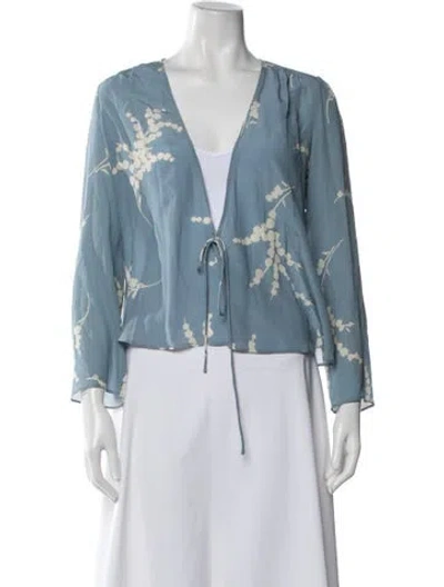 Pre-owned Réalisation Par Silk Floral Print Blouse In Blue