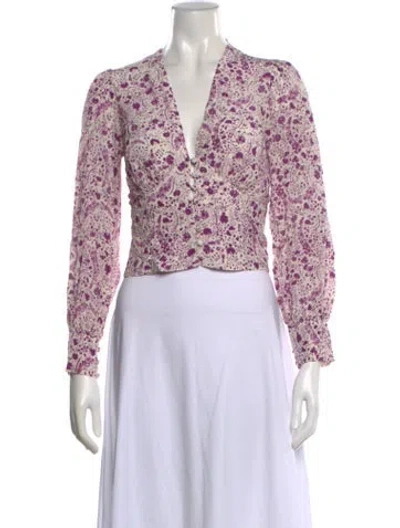 Pre-owned Réalisation Par Silk Floral Print Blouse In Pink