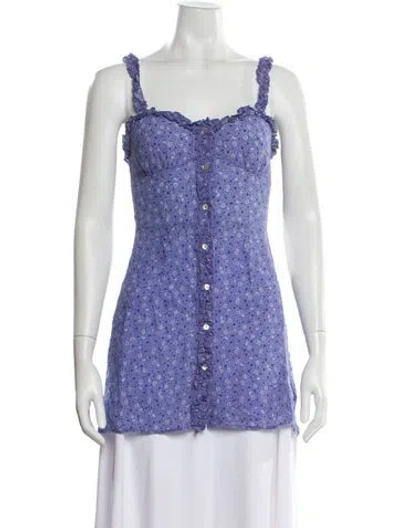 Pre-owned Réalisation Par Silk Floral Print Blouse In Purple