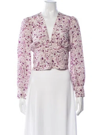 Pre-owned Réalisation Par Silk Floral Print Blouse In Purple