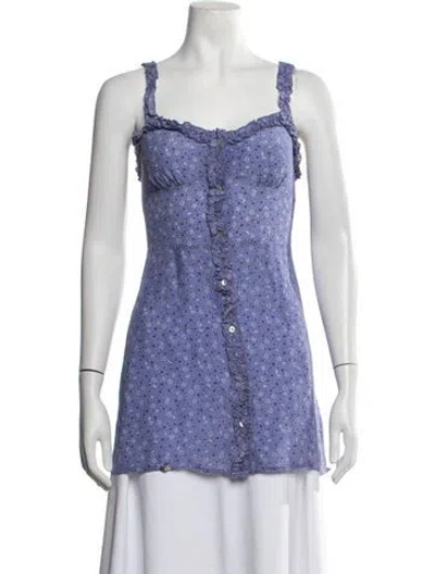 Pre-owned Réalisation Par Silk Floral Print Blouse In Purple