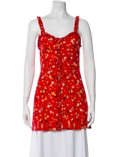 Pre-owned Réalisation Par Silk Floral Print Blouse In Red