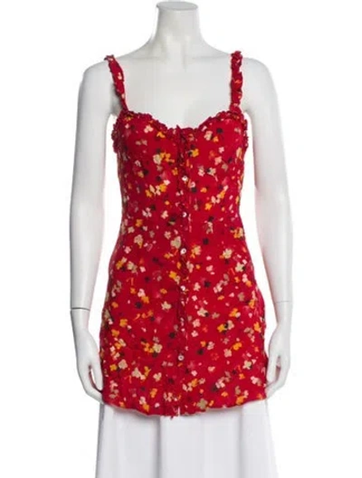 Pre-owned Réalisation Par Silk Floral Print Blouse In Red