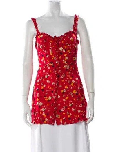 Pre-owned Réalisation Par Silk Floral Print Blouse In Red