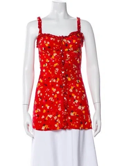 Pre-owned Réalisation Par Silk Floral Print Blouse In Red