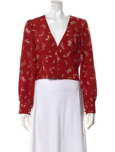 Pre-owned Réalisation Par Silk Floral Print Blouse In Red