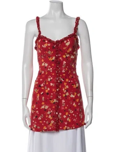 Pre-owned Réalisation Par Silk Floral Print Blouse In Red