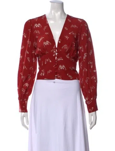 Pre-owned Réalisation Par Silk Floral Print Blouse In Red