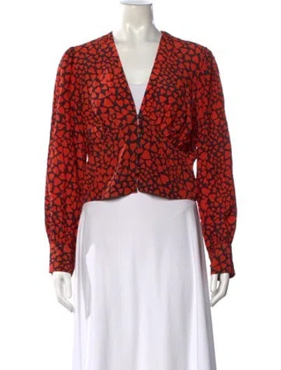 Pre-owned Réalisation Par Silk Floral Print Blouse In Red
