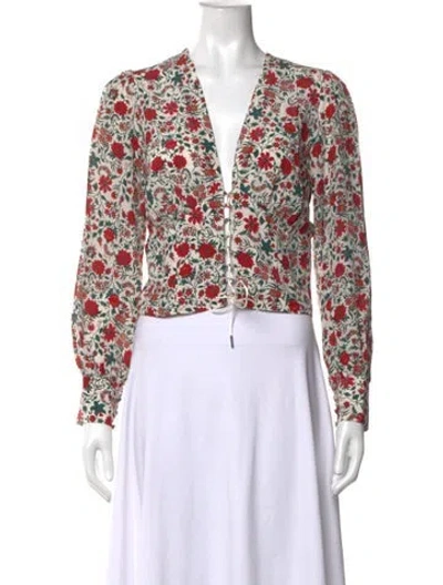 Pre-owned Réalisation Par Silk Floral Print Blouse In Red/white