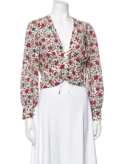 Pre-owned Réalisation Par Silk Floral Print Blouse In Red/white