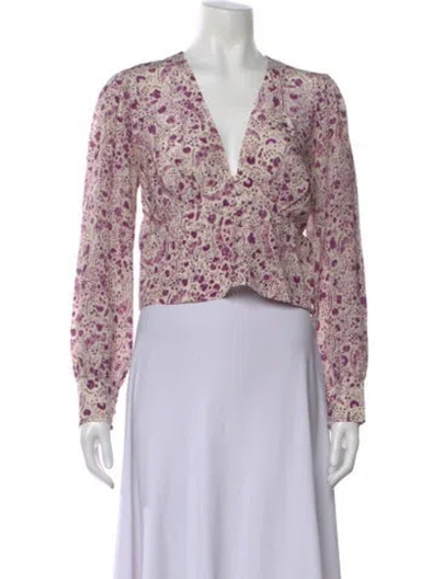 Pre-owned Réalisation Par Silk Floral Print Blouse In White