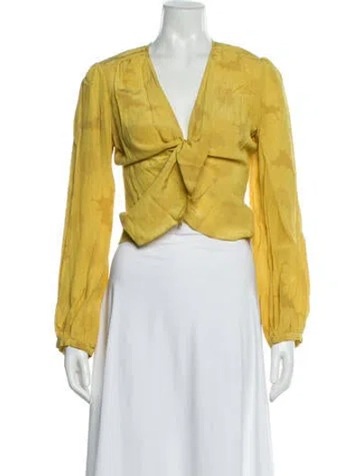Pre-owned Réalisation Par Silk Floral Print Blouse In Yellow