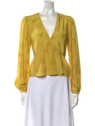 Pre-owned Réalisation Par Silk Floral Print Blouse In Yellow