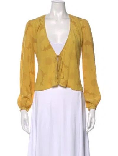 Pre-owned Réalisation Par Silk Floral Print Blouse In Yellow