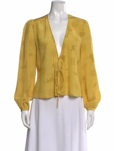 Pre-owned Réalisation Par Silk Floral Print Blouse In Yellow