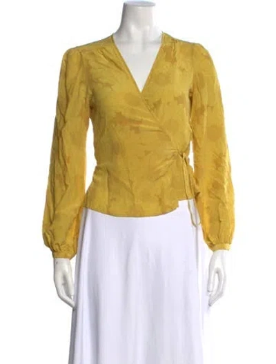 Pre-owned Réalisation Par Silk Floral Print Blouse In Yellow