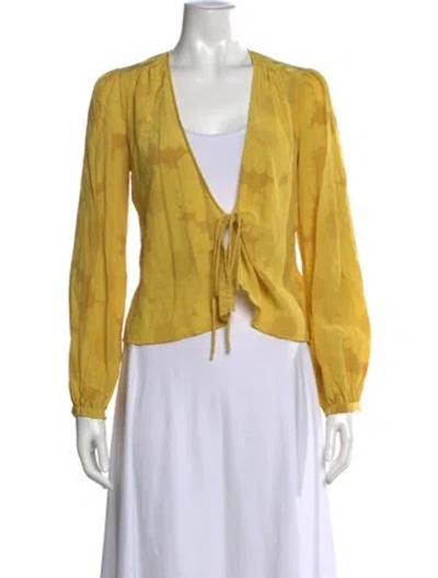 Pre-owned Réalisation Par Silk Floral Print Blouse In Yellow