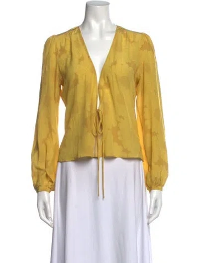 Pre-owned Réalisation Par Silk Floral Print Blouse In Yellow