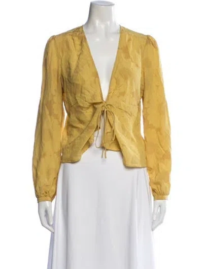 Pre-owned Réalisation Par Silk Floral Print Blouse In Yellow