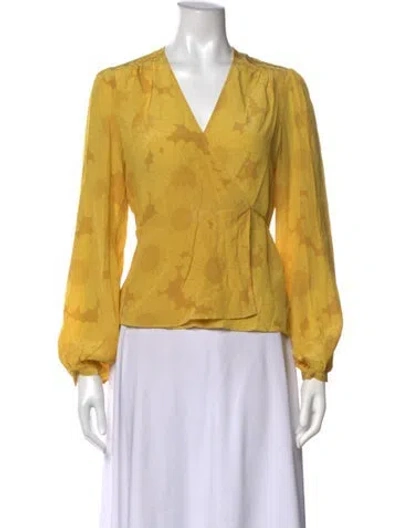 Pre-owned Réalisation Par Silk Floral Print Blouse In Yellow