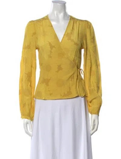Pre-owned Réalisation Par Silk Floral Print Blouse In Yellow