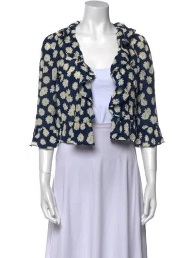 Pre-owned Réalisation Par Silk Floral Print Crop Top In Blue