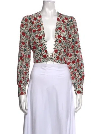 Pre-owned Réalisation Par Silk Floral Print Crop Top In Multi