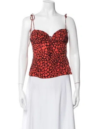 Pre-owned Réalisation Par Silk Floral Print Crop Top In Orange