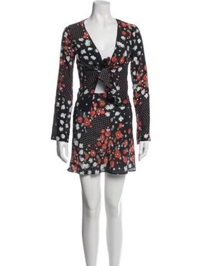 Pre-owned Réalisation Par Silk Floral Print Skirt Set In Black