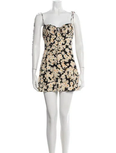 Pre-owned Réalisation Par Silk Floral Print Top In Black