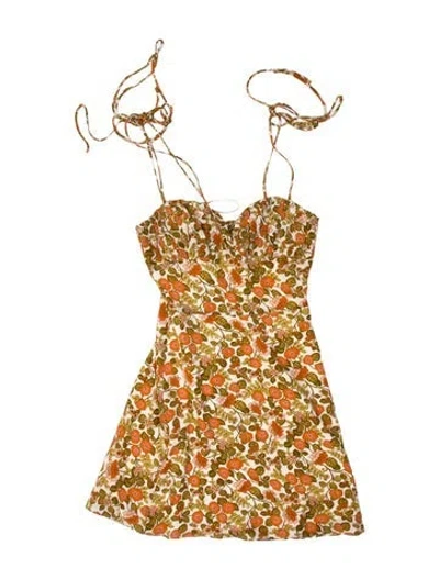 Pre-owned Réalisation Par Silk Floral Print Top In Brown