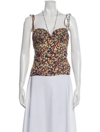 Pre-owned Réalisation Par Silk Floral Print Top In Multi