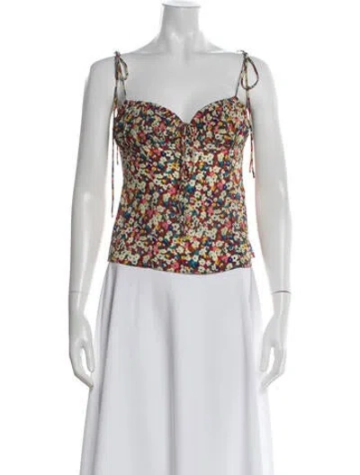 Pre-owned Réalisation Par Silk Floral Print Top In Multicolor