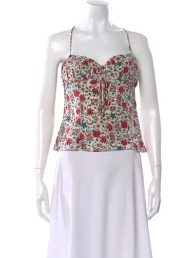 Pre-owned Réalisation Par Silk Floral Print Top In Neutral