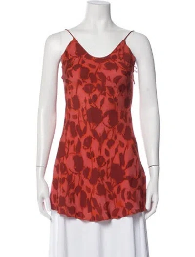 Pre-owned Réalisation Par Silk Floral Print Top In Orange