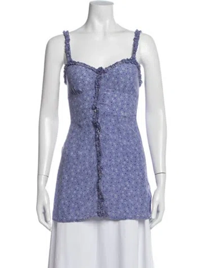 Pre-owned Réalisation Par Silk Floral Print Top In Purple