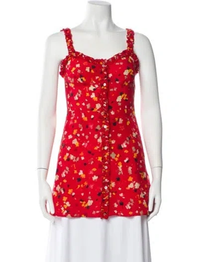 Pre-owned Réalisation Par Silk Floral Print Top In Red