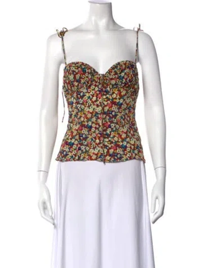 Pre-owned Réalisation Par Silk Floral Print Top In Red