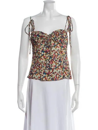 Pre-owned Réalisation Par Silk Floral Print Top In Red