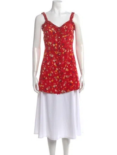 Pre-owned Réalisation Par Silk Floral Print Top In Red