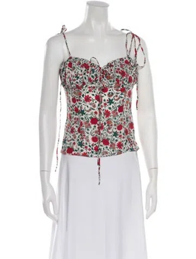 Pre-owned Réalisation Par Silk Floral Print Top In Red