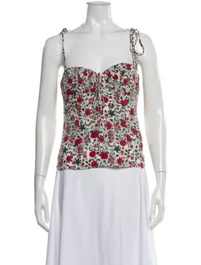 Pre-owned Réalisation Par Silk Floral Print Top In White