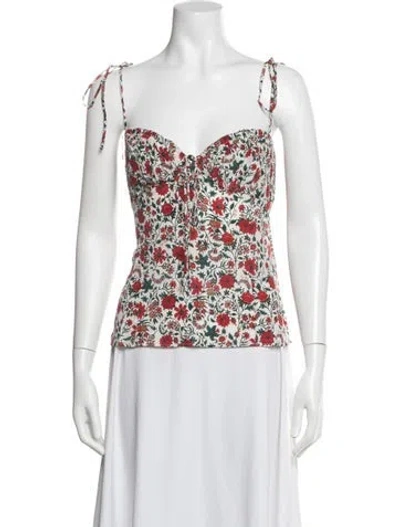 Pre-owned Réalisation Par Silk Floral Print Top In White