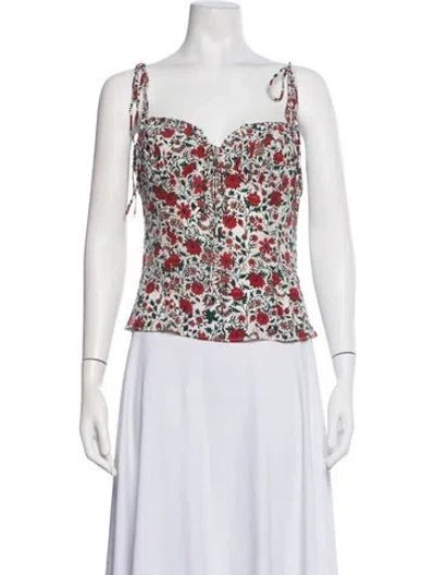Pre-owned Réalisation Par Silk Floral Print Top In White