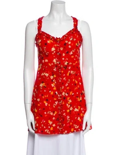 Pre-owned Réalisation Par Silk Floral Print Tunic In Red