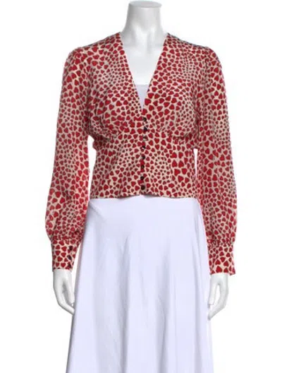 Pre-owned Réalisation Par Silk Graphic Print Blouse In Red