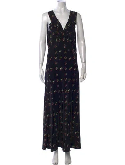 Pre-owned Réalisation Par Silk Long Dress In Black/red