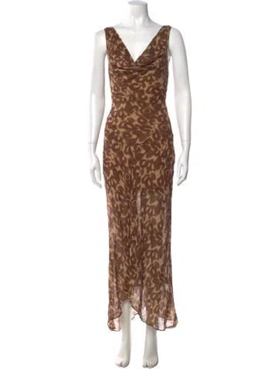 Pre-owned Réalisation Par Silk Long Dress In Brown