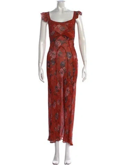 Pre-owned Réalisation Par Silk Long Dress In Orange